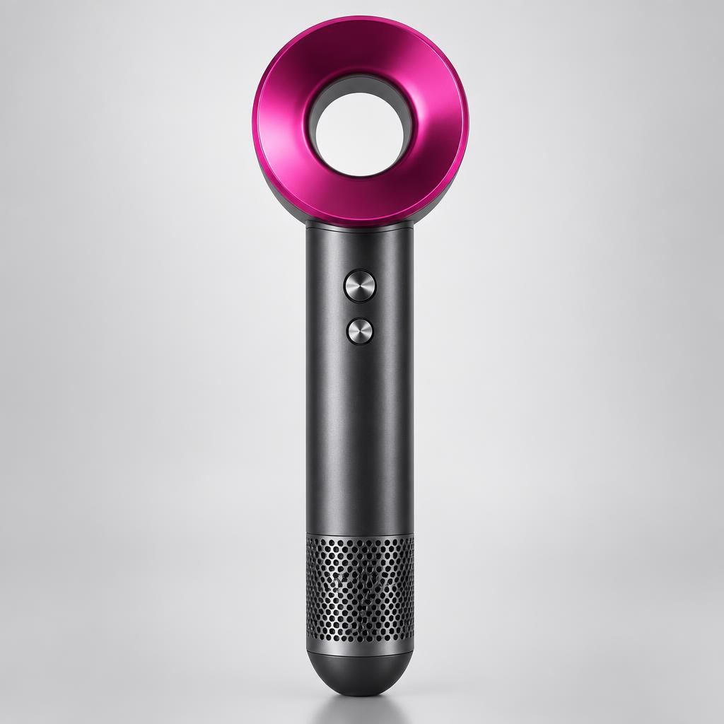 Secador de pelo de alto rendimiento en negro y fucsia