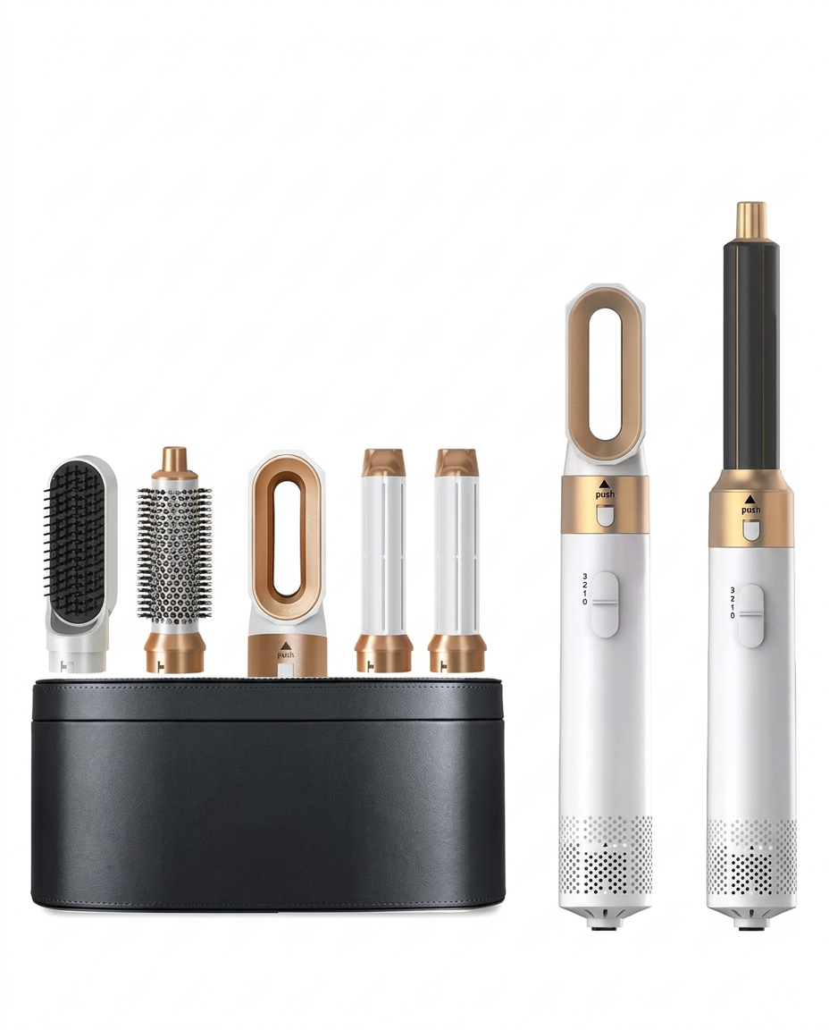 Set de Peinado Eléctrico 5 en 1 en Blanco / Rosa dorado